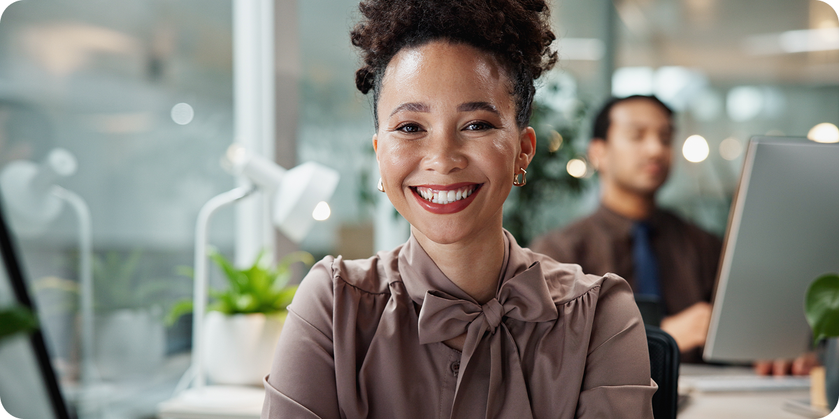 Woman working at credit union