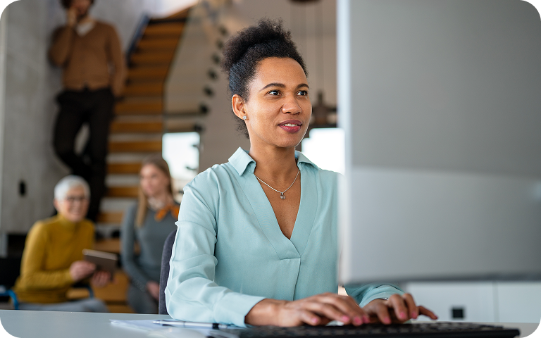 Woman working on computer