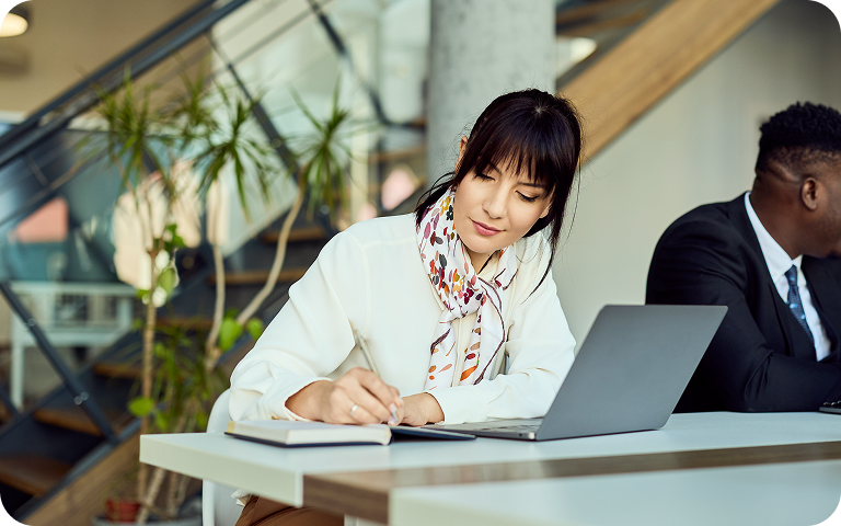 woman working on computer