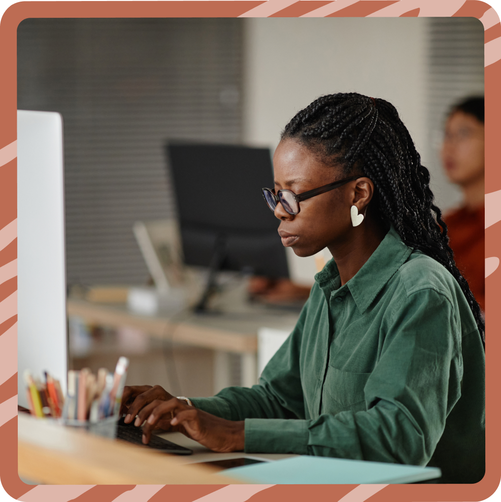 Employee working at her desk
