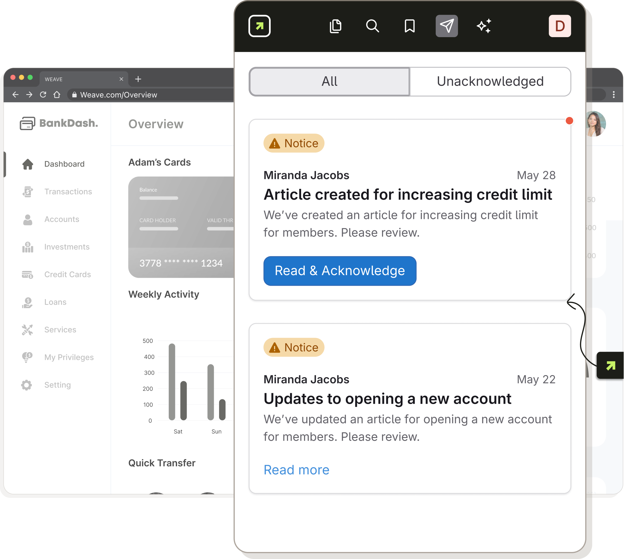 Process change notifications being delivered to the ScreenSteps Sidekick browser extension
