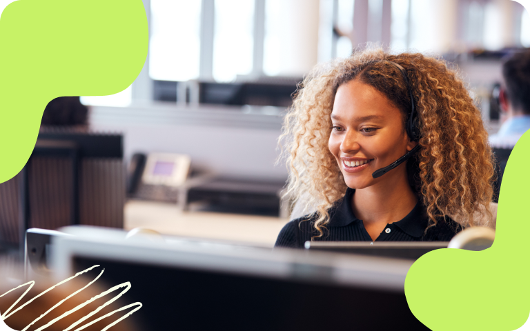 Call center agent working happily