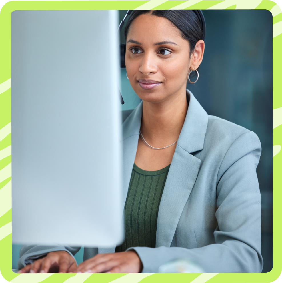 Confident credit union employee working independently