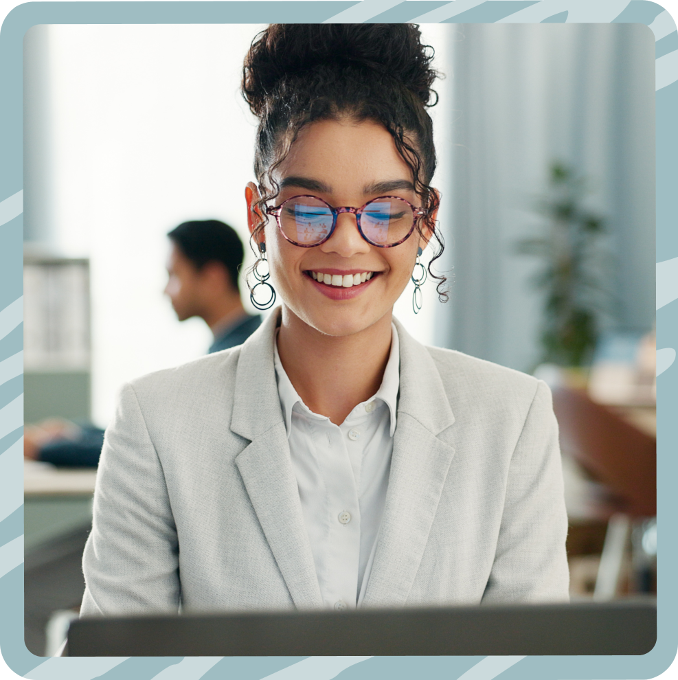 Happy credit union employee