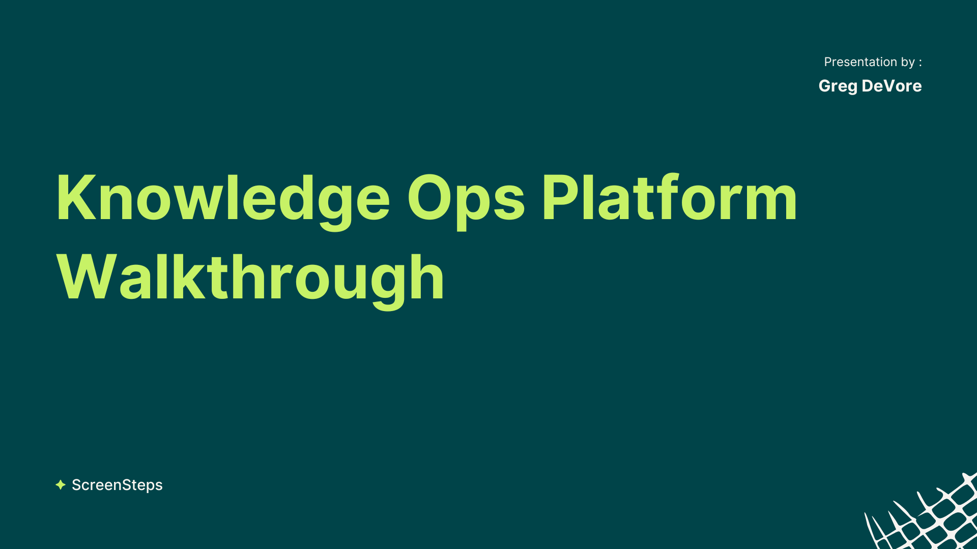 Knowledge Ops Platform Walkthrough