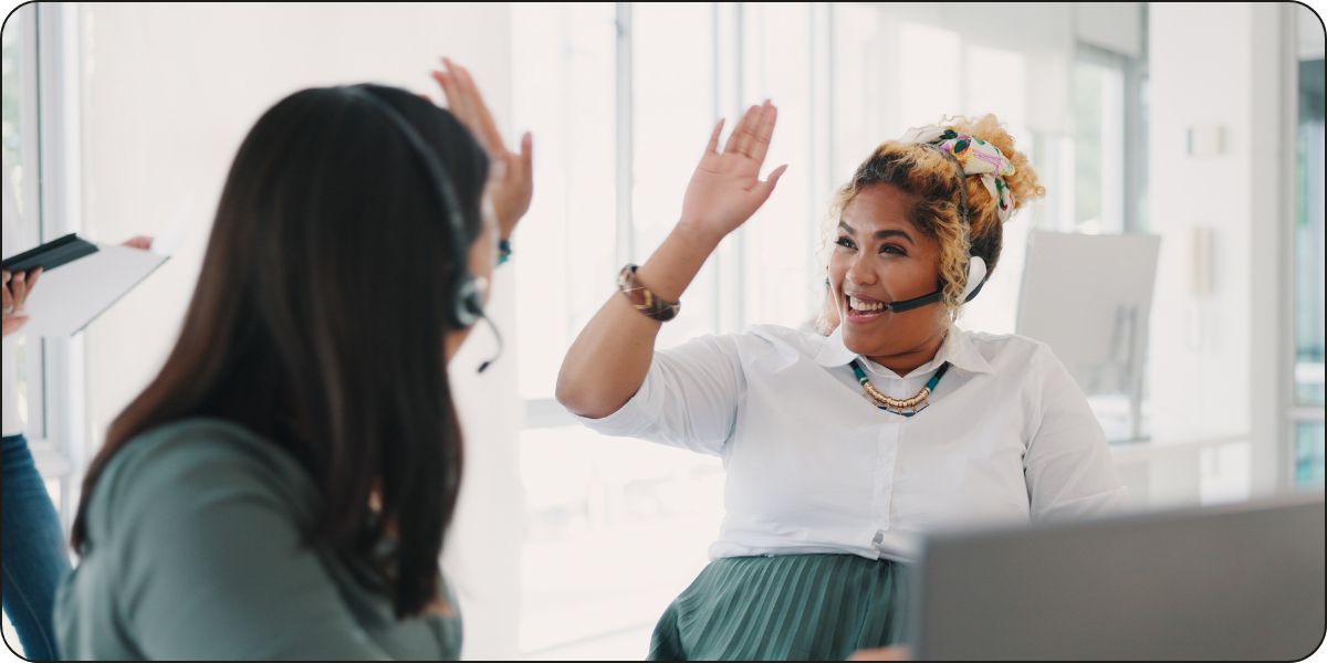 Call Center Agent working happily
